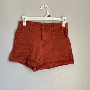 Burnt orange high rise shorts